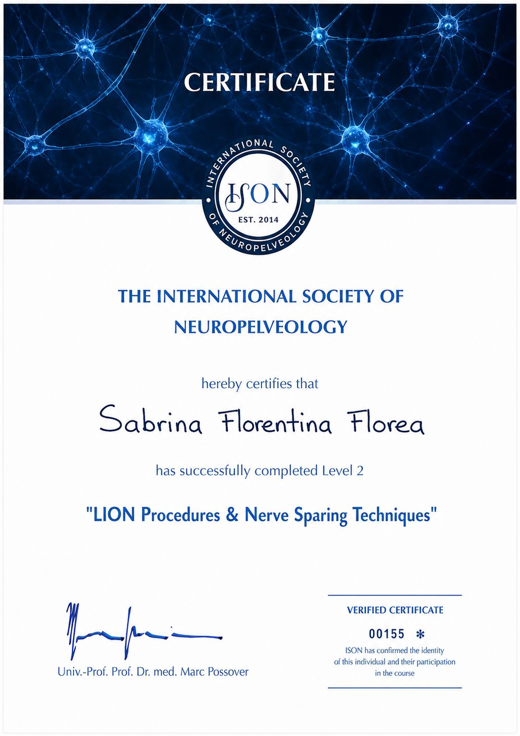 Certificat ISON Dr. Sabrina Florea